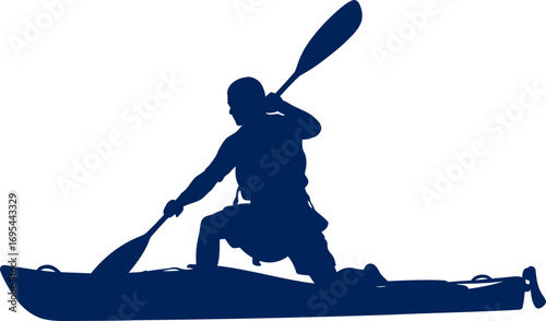 kayaking silhouette effortless glide, serene waters, and the adventurers spirit, isolated on transparent background