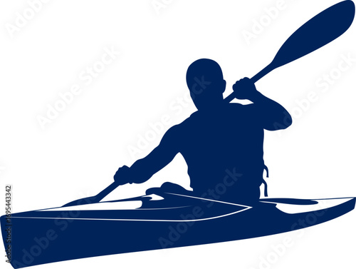 kayaking silhouette effortless glide, serene waters, peaceful journey, isolated on transparent background