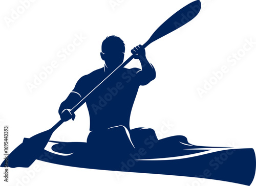 kayaking silhouette a lone athletes determined paddle stroke, isolated on transparent background