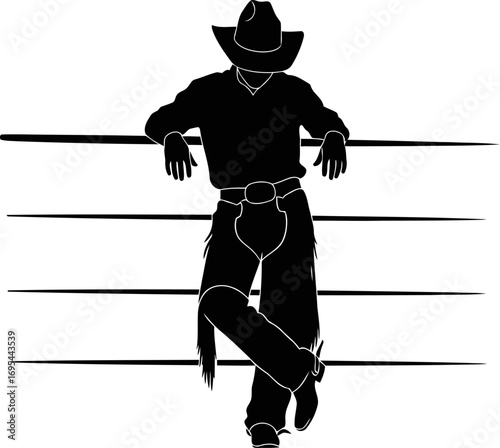 lonesome cowboy silhouette pondering the sunset, embracing solitude, ranch lifes quiet dignity, isolated on transparent background