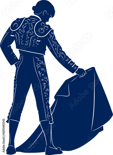 majestic matador silhouette awaiting the charge, embracing the dance of courage and fate, isolated on transparent background