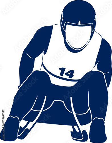 luge racer silhouette speed, determination, and winter games glory, isolated on transparent background