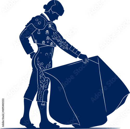 majestic matador silhouette of a courageous torero, preparing for the grand spectacle, isolated on transparent background