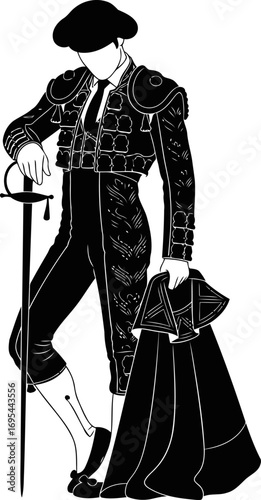 majestic matador awaiting the moment, spanish courage, timeless elegance, isolated on transparent background