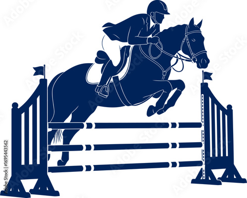 majestic horse silhouette equestrian elegance in midjump, graceful power and athleticism, isolated on transparent background