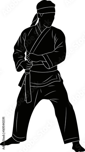 martial arts silhouette the silent warriors focused preparation, inner strength, and impending action, isolated on transparent background