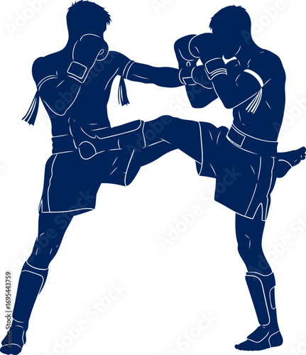 muay thai silhouette the art of eight limbs, dynamic combat, and the spirit of fair play, isolated on transparent background