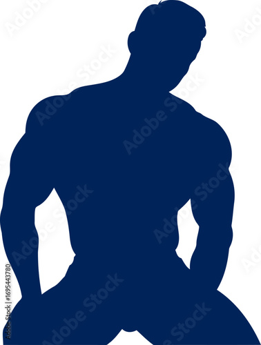 mysterious muscular silhouette a brooding, powerful pose, enigmatic and strong, isolated on transparent background