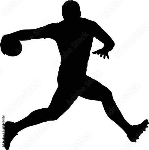 rugby player silhouette dynamic leap, effortless power, and the unstoppable drive, isolated on transparent background
