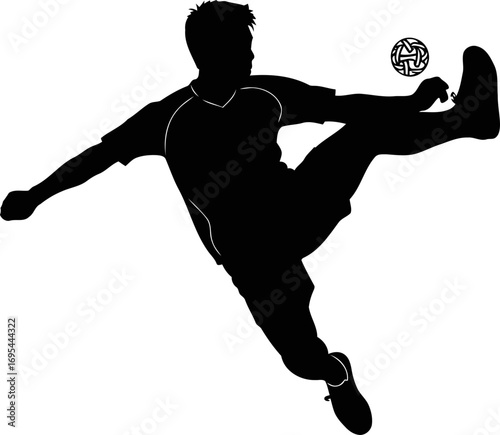 sepak takraw silhouette dynamic asian sport, athletic skill, and effortless grace, isolated on transparent background