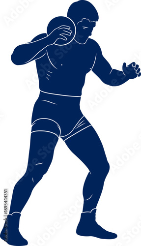 shot put athlete silhouette power, strength, and the explosive release of potential, isolated on transparent background