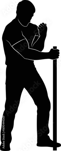 silhouette of a determined arm wrestler powerful grip, intense focus, upcoming challenge, isolated on transparent background