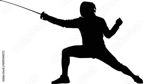 silhouette of a fencing athlete power, precision, and the art of the foil, isolated on transparent background