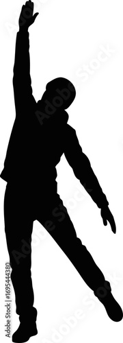 silhouette of a dancer reaching for the sky effortless grace, artistic movement, and expressive freedom, isolated on transparent background