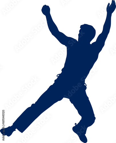 the climbers triumphant leap a silhouette of victory, effortless grace, and unwavering determination, isolated on transparent background