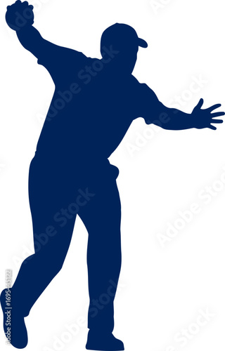 the decisive cricket bowler silhouette dynamic delivery, unwavering focus, and imminent victory, isolated on transparent background