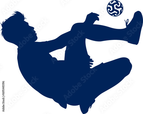 the freestyle football silhouette a dynamic pose of balance, skill, and effortless control, isolated on transparent background