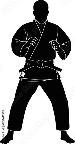 the silent warrior a judo silhouette, embodying discipline and strength, isolated on transparent background