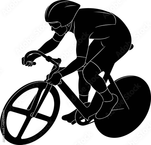 track cycling silhouette speed, power, and the pursuit of victory, isolated on transparent background