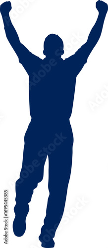 triumphant athlete silhouette celebrating victory, exultant pose, unforgettable moment, isolated on transparent background