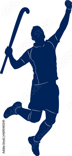 triumphant field hockey player silhouette celebrating victory, athletic power, and the thrill of the game, isolated on transparent background