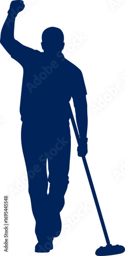 triumphant golfer silhouette celebrating victory, exultation, and the perfect swing, isolated on transparent background