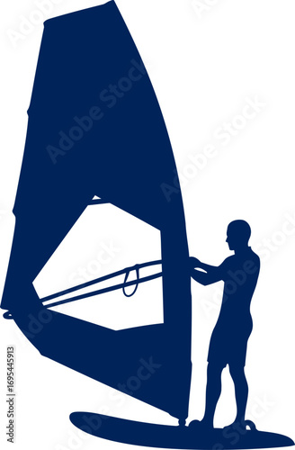 windsurfer silhouette mastering the waves, effortless grace, and the thrill of freedom, isolated on transparent background