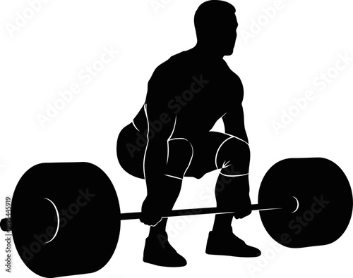 weightlifting silhouette the focused strength of a deadlift, raw power and determination, isolated on transparent background