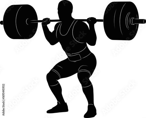 weightlifter silhouette the squat, strength, and unwavering determination, isolated on transparent background