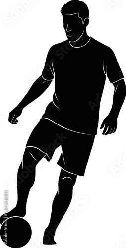 barefoot soccer player silhouette effortless skill, summer vibe, freedom of movement, isolated on transparent background
