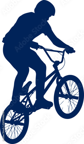 bmx rider silhouette adrenalinefueled leap of faith, gravitydefying freestyle, isolated on transparent background