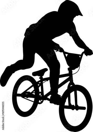 bmx rider silhouette airtime, adrenaline, and extreme freestyle, isolated on transparent background