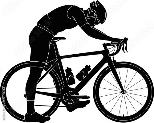 cyclists silhouette a moment of respite, determination, and renewed strength, isolated on transparent background