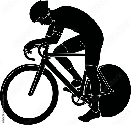 cyclist silhouette enduring the final sprint, determination and grit, a test of endurance, isolated on transparent background
