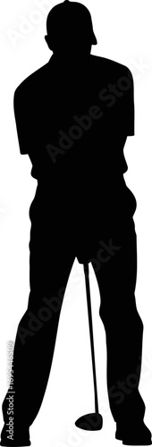 golfers focused stance awaiting the perfect swing, precision and power, isolated on transparent background