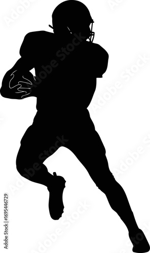 gridiron glory silhouette of a football players determined run, isolated on transparent background