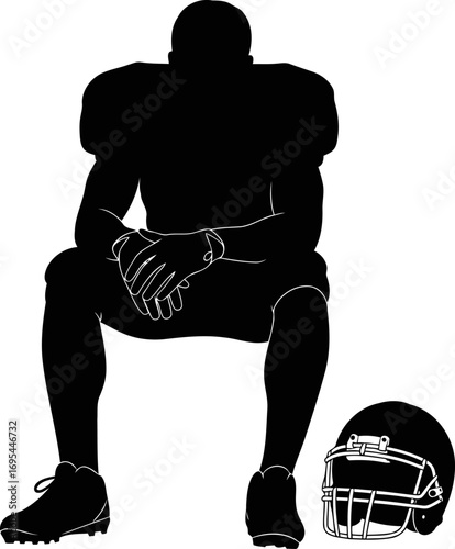 gridiron glory a football players silent reflection, strength, and quiet determination, isolated on transparent background