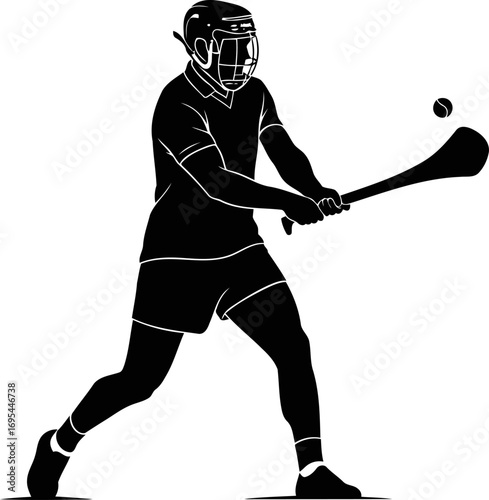 hurling champion silhouette power, speed, and irish tradition, isolated on transparent background