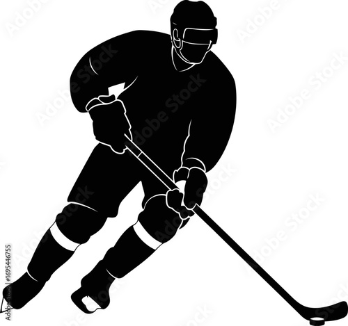 ice hockey silhouette a dynamic players graceful power and speed, isolated on transparent background