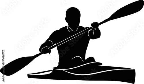 kayaking silhouette waters embrace, paddles rhythm, serenitys dance, isolated on transparent background