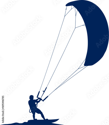 kitesurfing silhouette dynamic ocean ride, freedom, and the thrill of water sports, isolated on transparent background