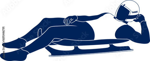 luge athlete silhouette anticipation, focus, and the thrilling speed of descent, isolated on transparent background