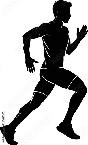 runners silhouette dynamic sprint, effortless grace, and unwavering determination, isolated on transparent background