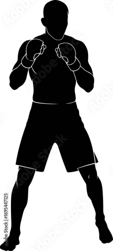 silhouette of a boxer the unwavering focus before the fight, isolated on transparent background