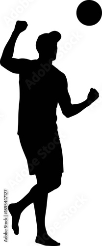 silhouette of a beach volleyball player effortless power, summer fun, dynamic play, isolated on transparent background