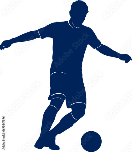 soccer player silhouette mastering the ball, effortless grace, and unstoppable drive, isolated on transparent background