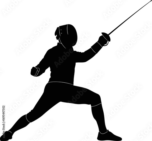the fencing silhouette graceful lunge, precise attack, and the elegant art of combat, isolated on transparent background