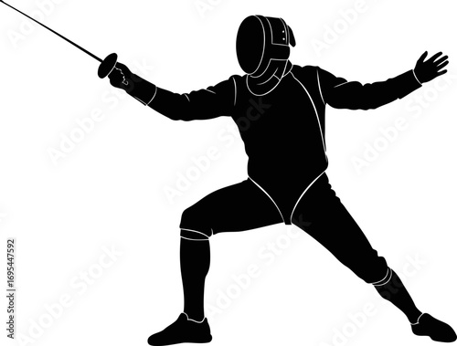 the fencing silhouette a masterful lunge, precision, and grace in motion, isolated on transparent background