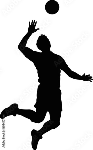 volleyball player silhouette dynamic leap, effortless power, and the thrill of victory, isolated on transparent background