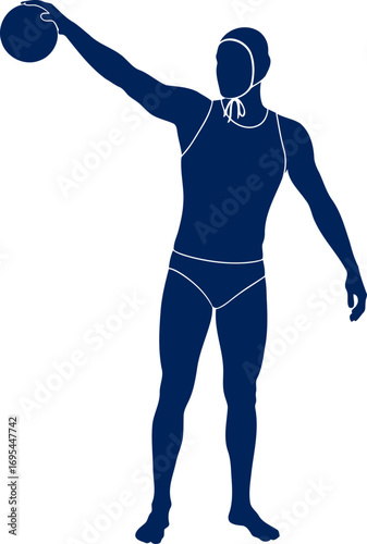 water polo player silhouette poised for a powerful pass, athletic elegance in motion, isolated on transparent background
